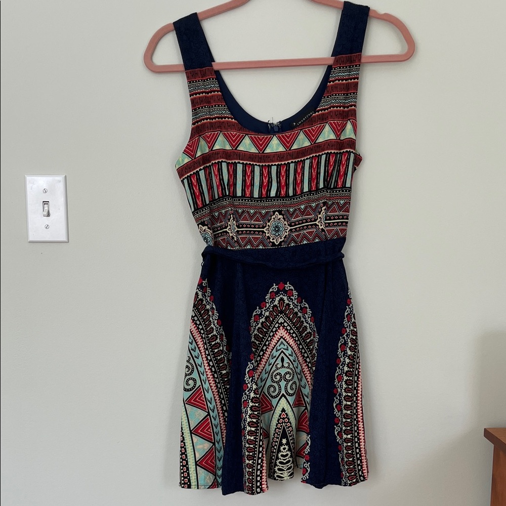 Francesca’s Bohemian Patterned Sleeveless Dress, Multicolor, Women's Size S